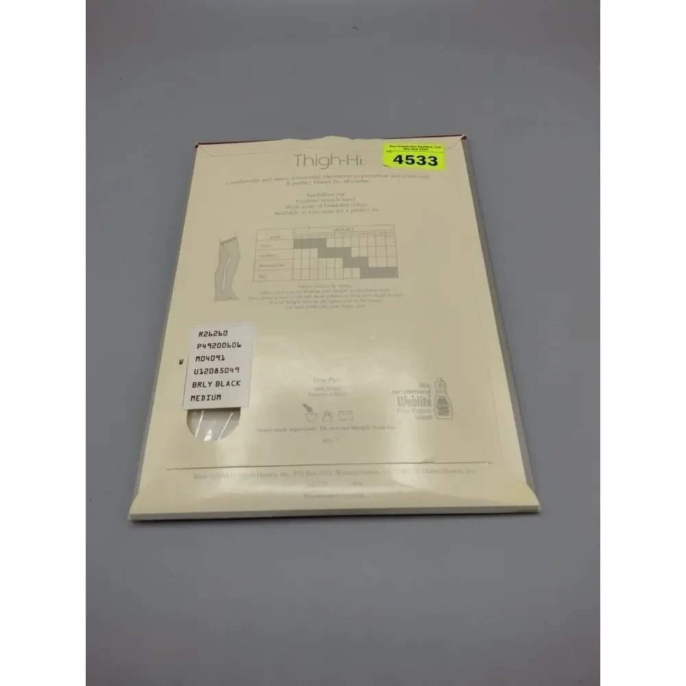 Hanes Thigh-Hi Nylon Stockings Barely Black #606 Sandalfoot Medium Vintage